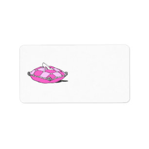 Cinderella Slipper auf rosa Kissen Vintage Kunst Adressaufkleber