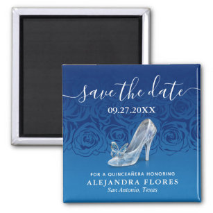 Cinderella Slipper Blue Quinceanera Save the Date Magnet