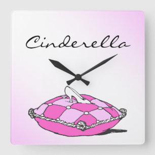 Cinderella Slipper Pink Kissen Custom Clock Quadratische Wanduhr