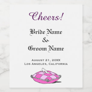 Cinderella Slipper Pink Kissen Weinflasche Etikett