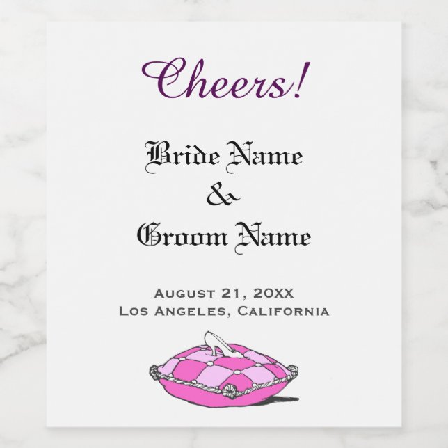 Cinderella Slipper Pink Kissen Weinflasche Etikett (Einzelnes Label)