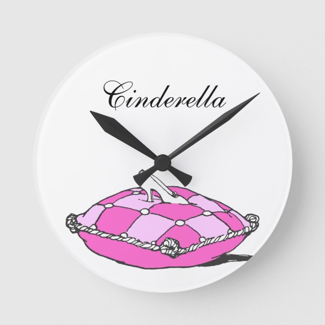Cinderella Slipper Pink Pillow Custom Runde Wanduhr (Vorderseite)