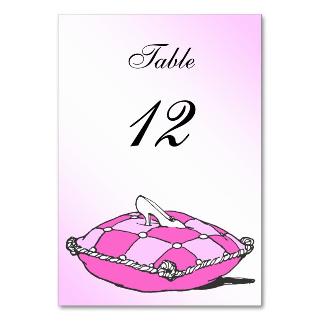 Cinderella Slipper Pink Pillow Custom Table Card Tischnummer (Vorderseite)