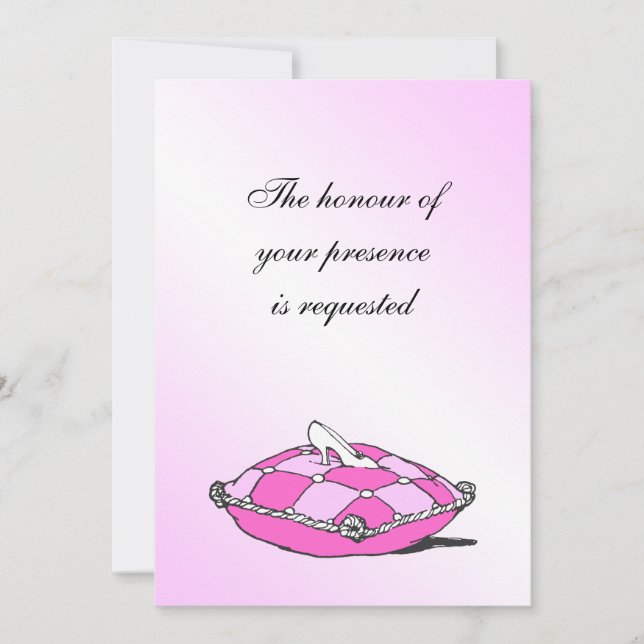 Cinderella Slipper Pink Pillow Wedding Einladung (Vorderseite)