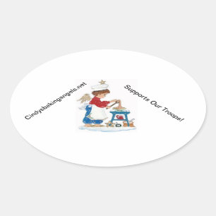 Cindy Backen-Engels-Aufkleber! Ovaler Aufkleber