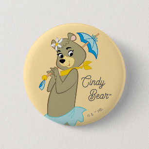 Cindy Bear Holding Parasol Button