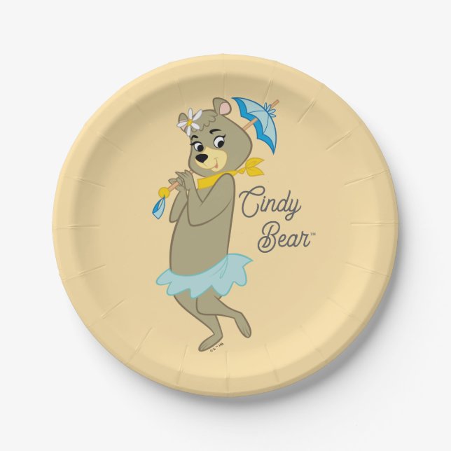 Cindy Bear Holding Parasol Pappteller (Vorderseite)
