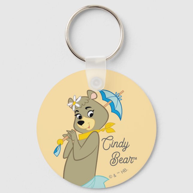 Cindy Bear Holding Parasol Schlüsselanhänger (Vorderseite)