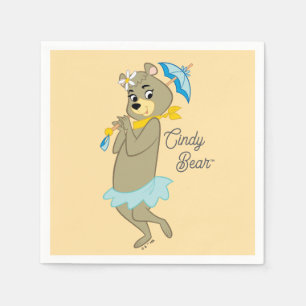 Cindy Bear Holding Parasol Serviette