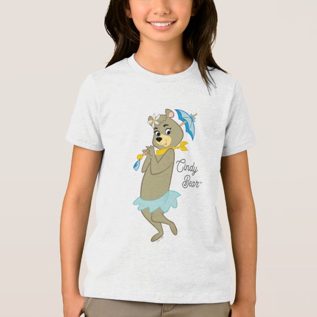 Cindy Bear Holding Parasol Tri-Blend Shirt (Vorderseite)