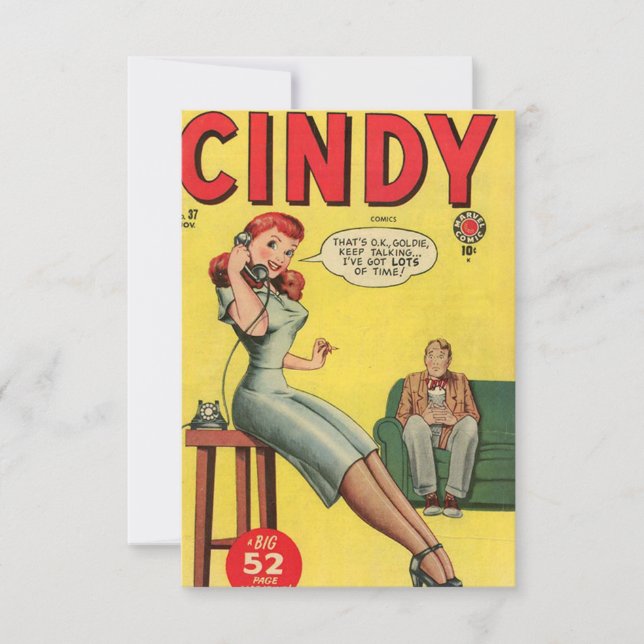 "Cindy" Comic Book Note Card Dankeskarte (Vorderseite)