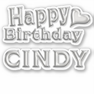 Cindy Happy Birthday silver Aufkleber Sticker