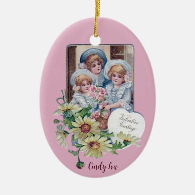 CINDY LOU ~ VALENTINE EGG ~ 1908 ~ KERAMIK ORNAMENT (Vorne)