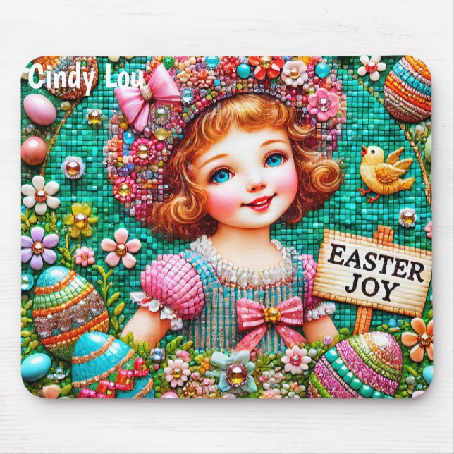 CINDY LOU ~ VINTAG EASTER MÄDCHEN EIER ~ MOUSEPAD (Vorne)
