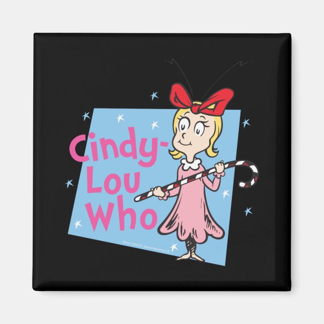 Cindy Lou Who Candy Cane T Shirt  Magnet (Vorne)