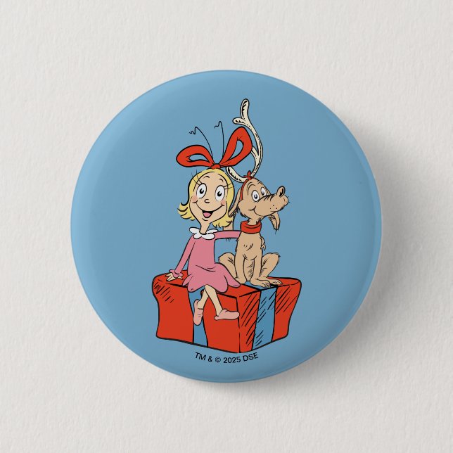 Cindy Lou Who und Max auf einem Geschenk Button (Vorderseite)
