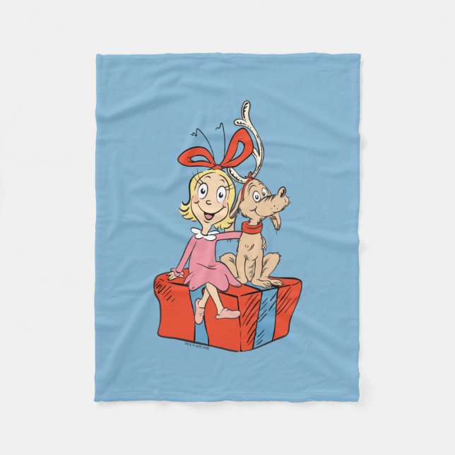 Cindy Lou Who und Max auf einem Geschenk Fleecedecke (Vorderseite)