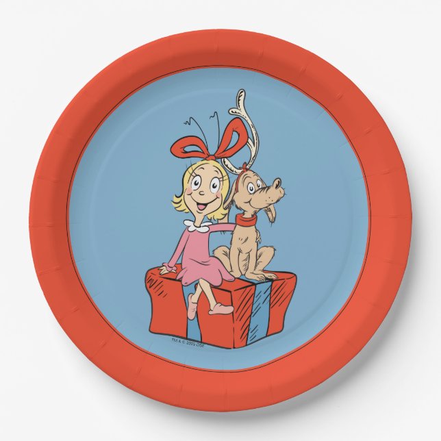 Cindy Lou Who und Max auf einem Geschenk Pappteller (Vorderseite)