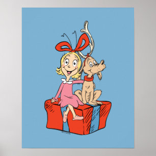 Cindy Lou Who und Max auf einem Geschenk Poster