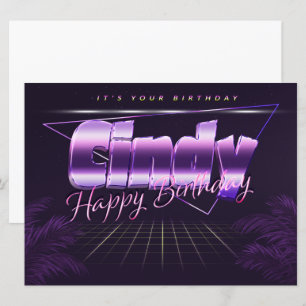 Cindy Name Vorname lila retro Karte Geburtstag