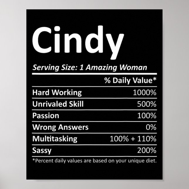 Cindy Nutrition D Name Funny Christmas  Poster (Vorne)