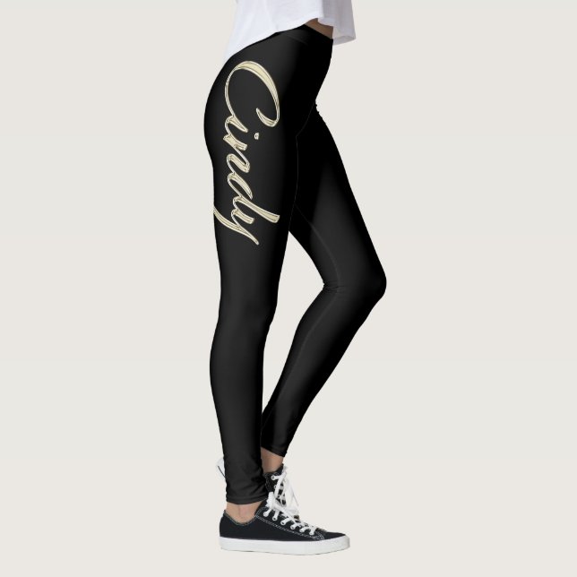 Cindy white gold Handwriting Hose Leggings (Rechts)