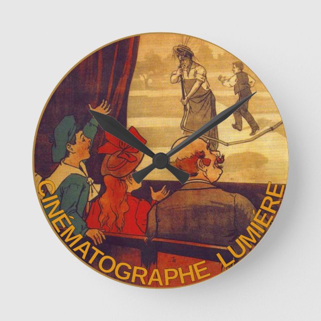 Cinéchromatographe Lumière Wall Clock Runde Wanduhr (Vorderseite)