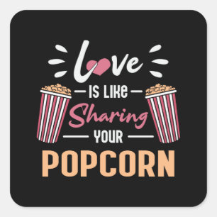 Cinema Movie Popcorn Day Snack Pop Filmgeschenk Id Quadratischer Aufkleber