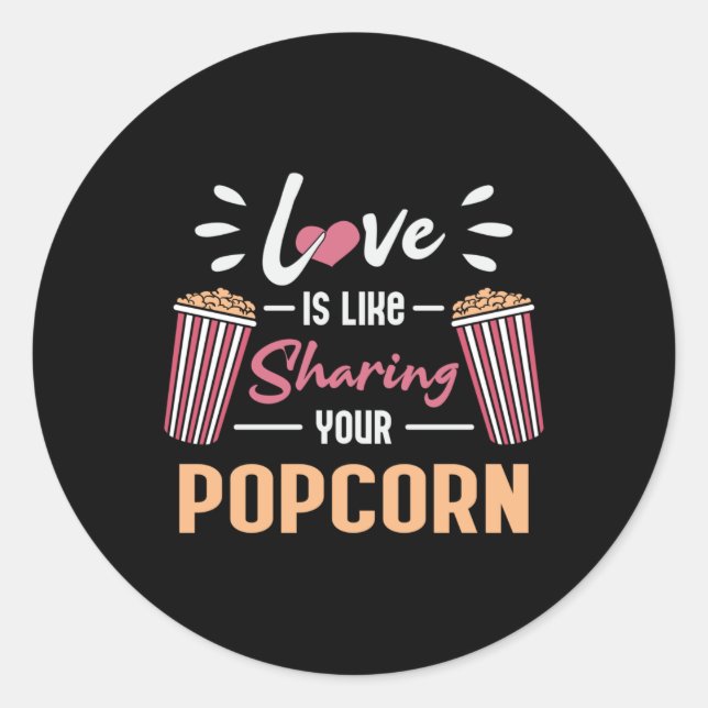 Cinema Movie Popcorn Day Snack Pop Filmgeschenk Id Runder Aufkleber (Vorderseite)