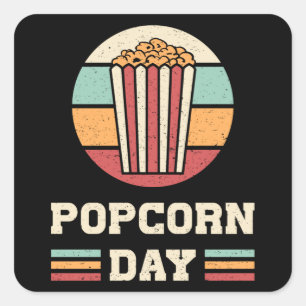 Cinema Popcorn Day Movie Snack Pop Filmgeschenk Id Quadratischer Aufkleber