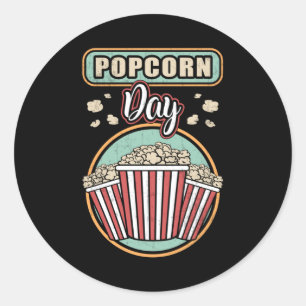 Cinema Popcorn Day Movie Snack Pop Filmgeschenk Id Runder Aufkleber
