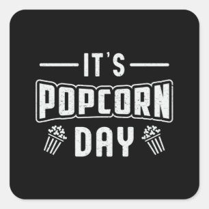 Cinema Popcorn Day Snack Pop Filmvorführung Idee Quadratischer Aufkleber