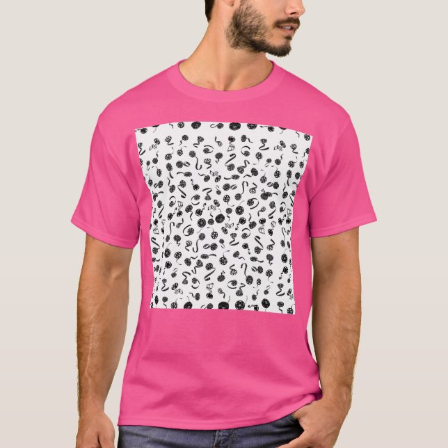 Cinema Schwarzes Muster T-Shirt (Vorderseite)