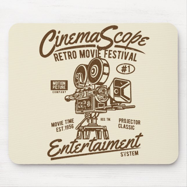Cinema Scope Classic Retro Hollywood Camera Motion Mousepad (Vorne)
