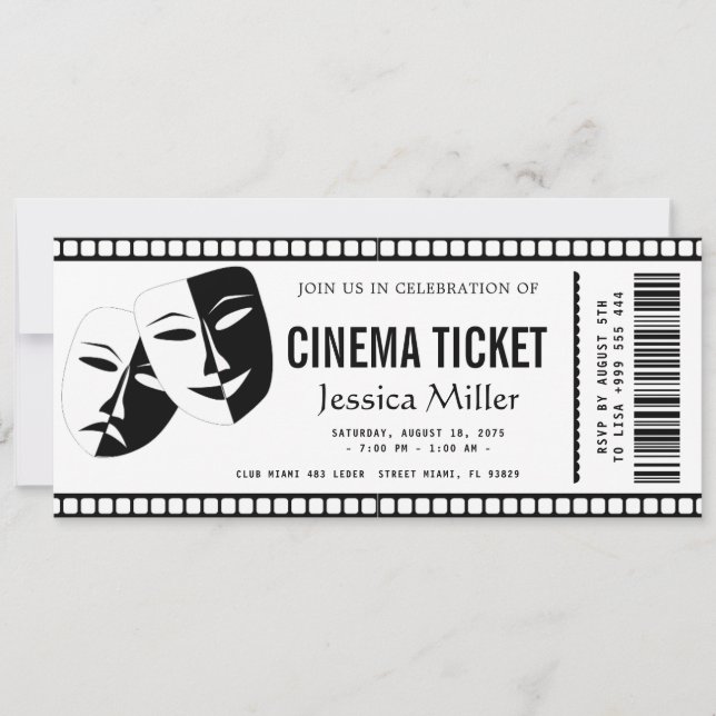 cinema ticket Invitation Einladung (Vorderseite)
