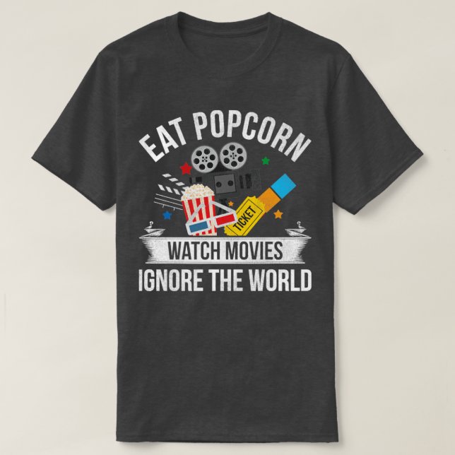 Cinema Ticket Snack Retro Popcorn T-Shirt (Design vorne)