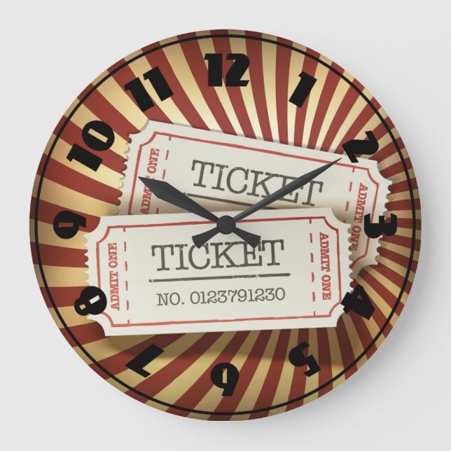 Cinema Tickets Clock Große Wanduhr (Vorderseite)