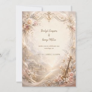 Cinematic Blush Rose Orchester Hochzeit Luxus Einladung
