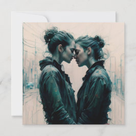 Cinematic Lesbian Couple Scribbles Feiertagskarte