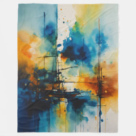 Cinematic Watercolor Art | Blau und Orange Modern Fleecedecke
