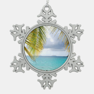 Cinnamon Bay, St. John USVI Schneeflocken Zinn-Ornament