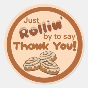 Cinnamon Bun Labels, Danke, Label Runder Aufkleber