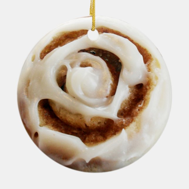 Cinnamon Bun mit Icing Keramik Ornament (Hinten)