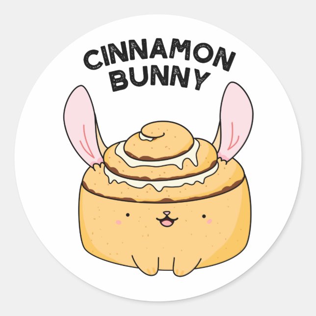 Cinnamon Bunny Funny Cinnamon Bun Pun Runder Aufkleber (Vorderseite)