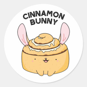 Cinnamon Bunny Funny Cinnamon Bun Pun Runder Aufkleber