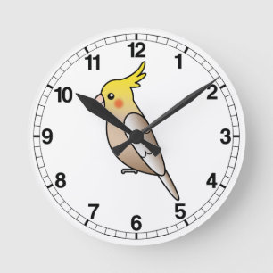 Cinnamon Cartoon Cockatiel Parrot Bird Runde Wanduhr