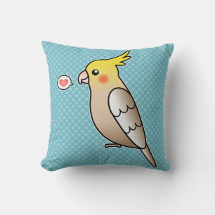Cinnamon Cockatiel Parrot Bird mit Herz Kissen