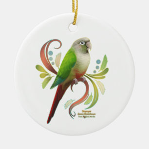 Cinnamon Green Cheek Conture Keramik Ornament