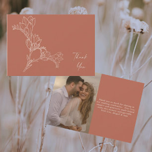 Cinnamon Modern Floral Foto Hochzeit Vielen Dank Dankeskarte