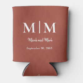 Cinnamon Monogram & Names Wedding Can Cooler Dosenkühler